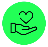 Heart with hand showing that OnePoint SIS has robust special needs reporting and functionality. 